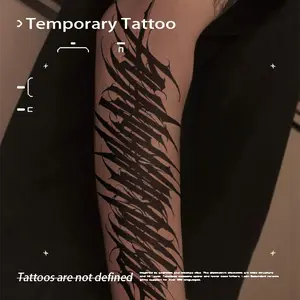 Dark Thorn Gothic Script Herbal Juice Tattoo | Waterproof Long-Lasting No Shine | Cool Full Arm Sticker Temporary Tattoos