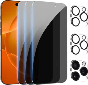 [3+3Pack] for iPhone 16 Pro Max Privacy Screen Protector with Camera Lens Protector Full Coverage Anti-Spy Tempered Glass