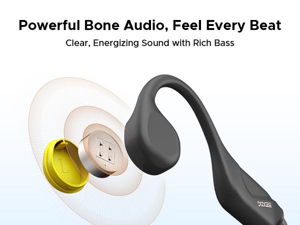 BoneBeat Run Ray IP66 Bone Conduction Headphones for Running, LED Safety Light, Open-ear design, Up to 10 Hours Playtime, Bluetooth 6.0 with Dual-Device Connectio