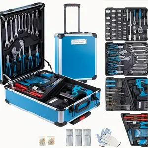 46pcs/799pcs Tool Sets for Men, ToolBox with Tools, Tool Kit with Rolling Tool Box, Complete Tool Box Set,Household Tool Set, Aluminum Trolley Case Tool Setas, Gift On Father'sDay