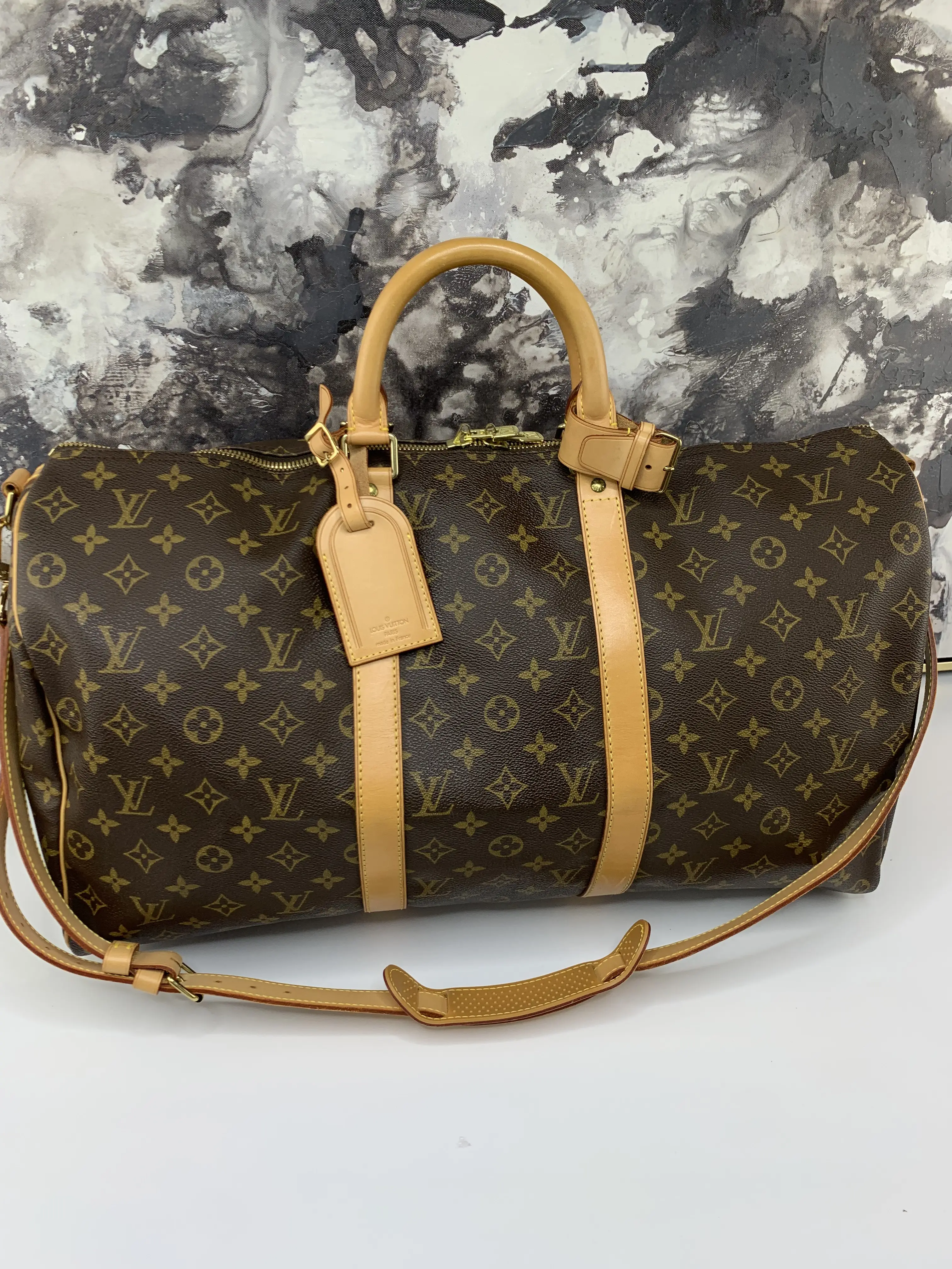 Pre-owned Louis Vuitton canvas Travel Bags Keepall 50 Bandouliere