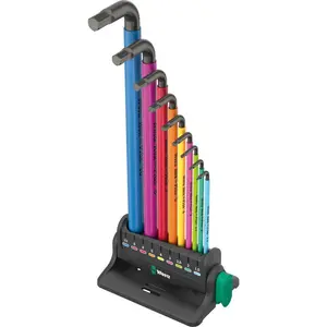 WERA 05133165001 950/9 Hex-Plus Multicolour 3 L-key set, metric, BlackLaser, 9 pieces