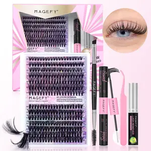 Natural Look Eyelash Extensions Kit, 280 Clusters 30D 40D 9-16mm False Eyelashes with Tools, Professional Eye Makeup Accessories for Women, DIY Cluster Lash, Individual Lash Kit, Eyelash Set