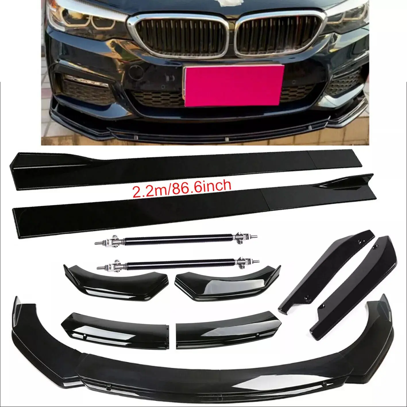 1 set of ABS car exterior modification kit: front splitter, side skirts, and spoiler kit,car accessories 1 set of ABS car exterior modification kit: front splitter, side skirts, and spoiler kit,car accessories