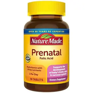Nature Made Prenatal Multivitamin with Folic Acid, Vitamin & Mineral Supplement, Daily Nutritional Support, Prenatal Vitamins for Women, 90 Tablets, 90 Day Supply