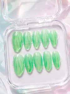 Uranium Glass Translucent Press On Nails - Premium Salon-Quality, Handcrafted Set for Nail Art Decoration & Beauty Care