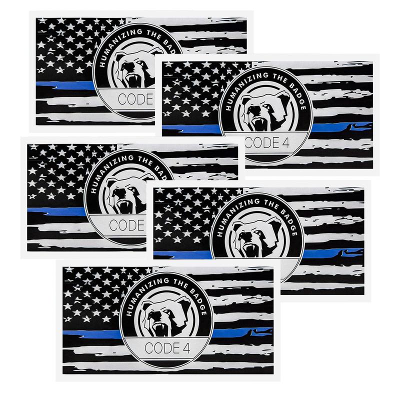 5 PCS Thin Blue Line Sticker Code 4, Thin Line Flag Car Decal, Police Support Stickers - American Flag Thin Blue Line Decal for Cars, Trucks, Windows, Laptops