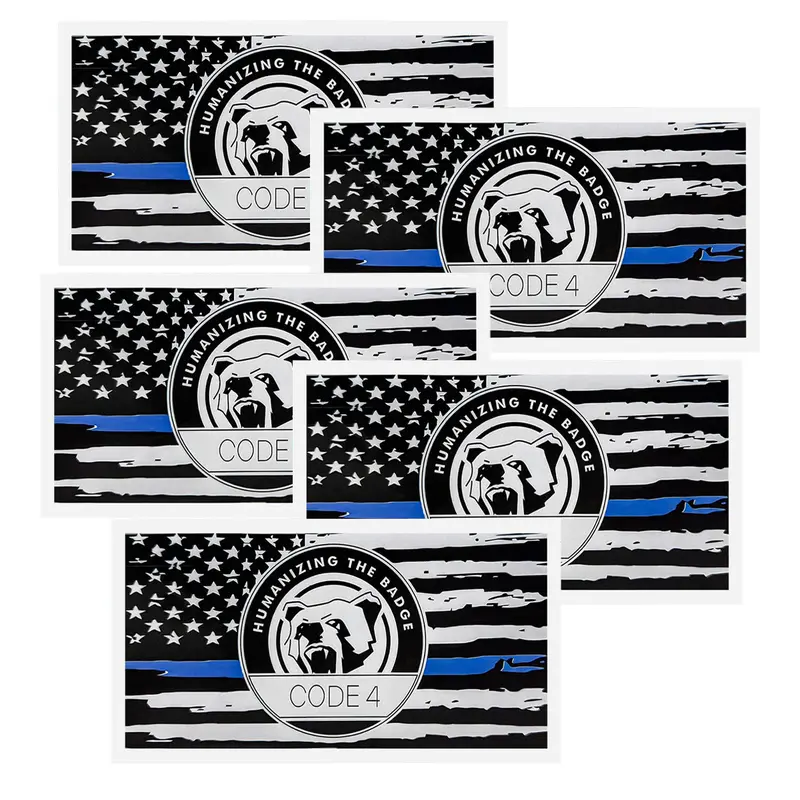 5 PCS Thin Blue Line Sticker Code 4, Thin Line Flag Car Decal, Police Support Stickers - American Flag Thin Blue Line Decal for Cars, Trucks, Windows, Laptops