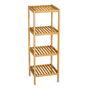 4-Tier Bamboo Shelf, Narrow Bathroom Shelf, Standing Towel Rack, Corner Rack, for Kitchen, Living Room, Bedroom, Entryway, Bathroom