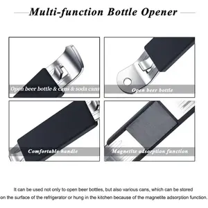 3 Pieces Magnetic Bottle Openers Can Opener Classic Beer Opener Stainless Steel Small Bottle Opener Can Tapper with Magnet for Camping and Traveling