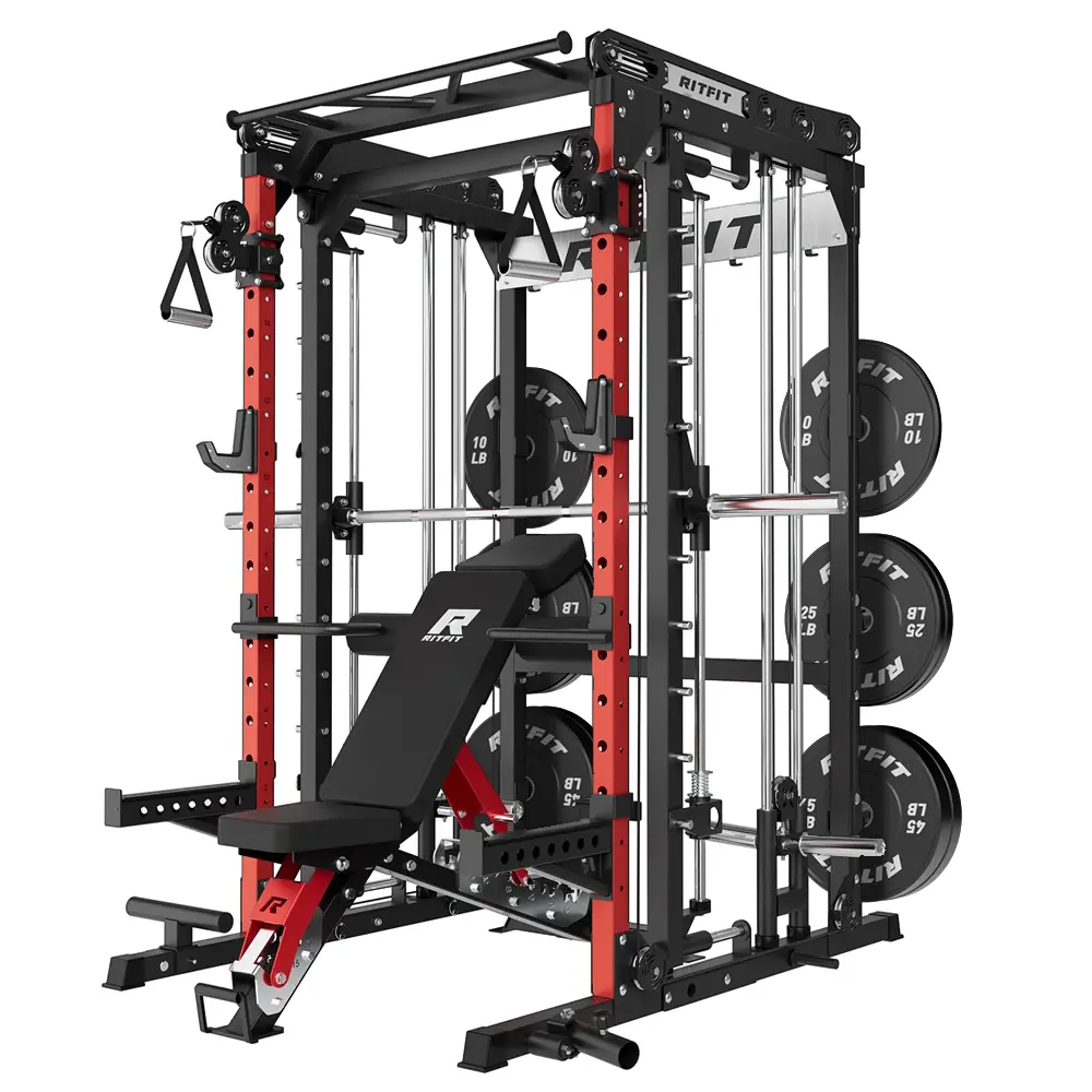 RitFit M2 Black Plates Set, Multi-Functional Modular Home Gym Smith Machine Tailored to All Fitness Levels, 3D Smith Machine with Free-Weight Bar Path for Home Gym , Home Exercise Equipment with Adjustable Weight Stack, Aluminum Pulley Cable System