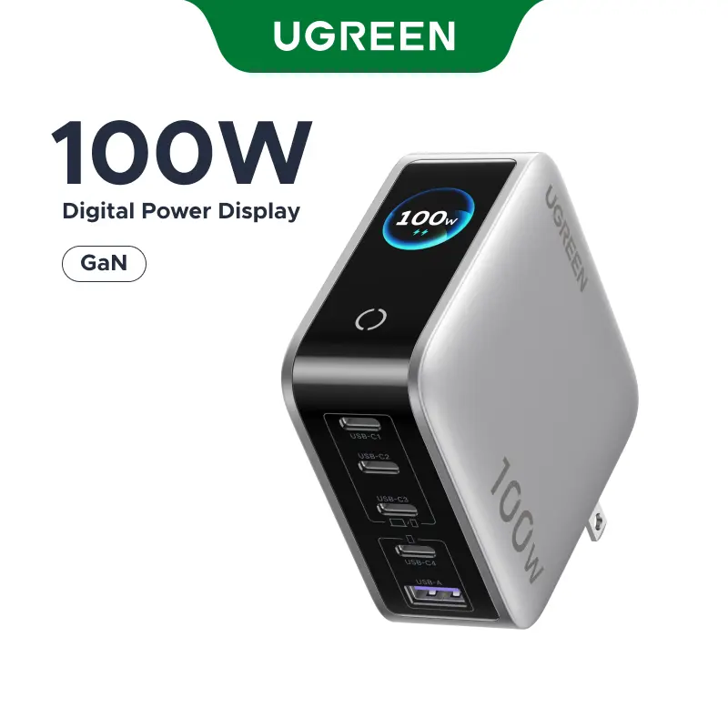 UGREEN Nexode Pro 100W GaN USB C Charger, 5-Port Fast Type-C Wall Charger Block with Smart Display Compatible with MacBook Pro/Air, iPhone 17/16 Series, Galaxy, iPad Pro, Steam Deck ,DealsForYouDays Fast Charging High Capacity Power Adapter,Summer Sale