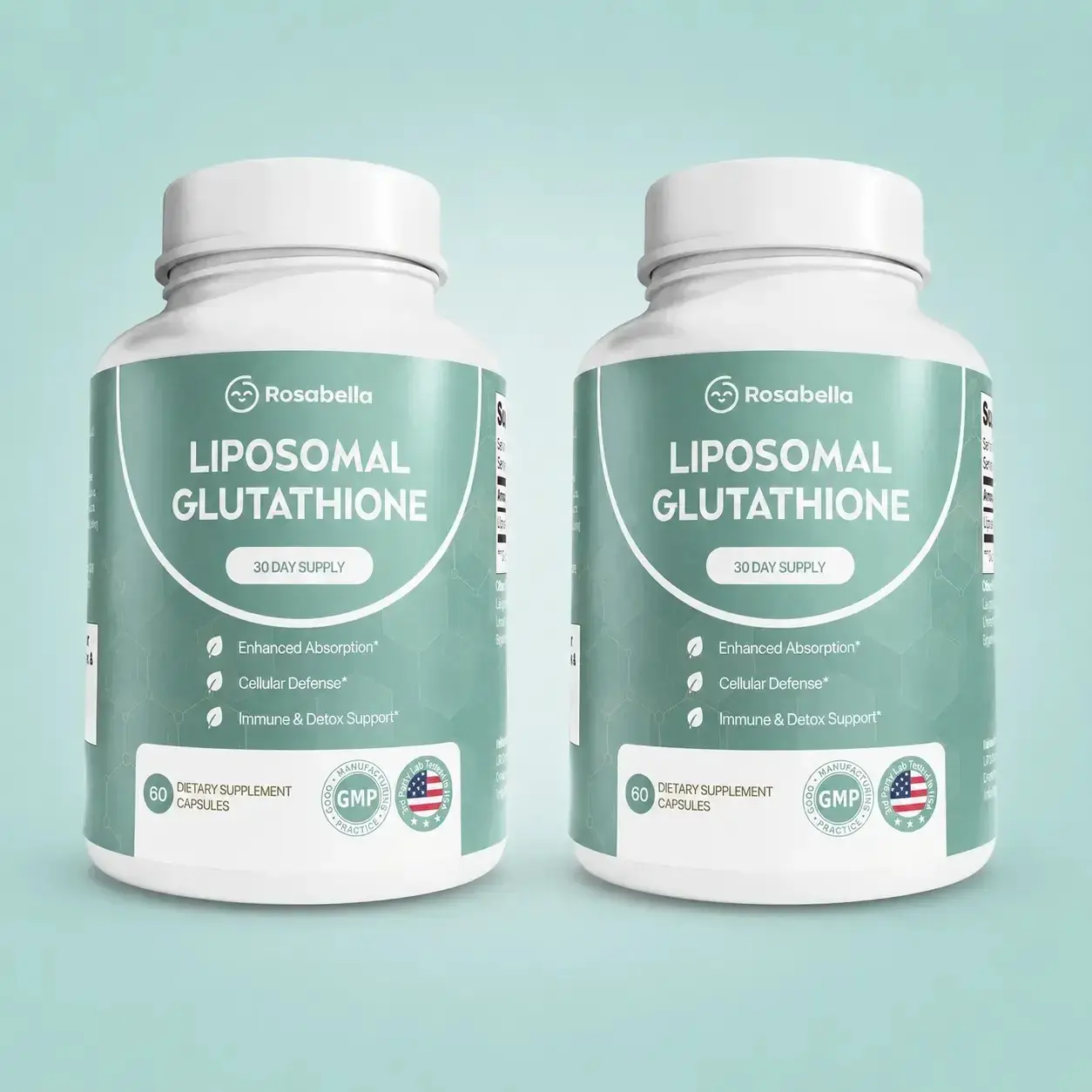 Liposomal Glutathione Capsules – Skin Glow, Immune & Detox Support (60 Count) - Rosabella