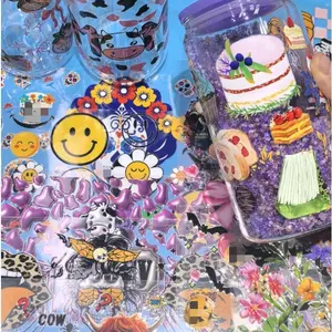 20pcs 16oz Cute Cartoon UV DTF Cup Stickers
