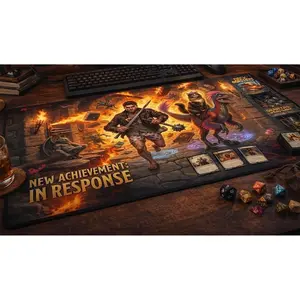 New Achievement Dungeon Crawler Carl Gaming Desk Mat, LitRPG Fantasy Mouse Pad for MTG TCG Players, Extended Gamer Deskpad Decor Gift for Book Lovers and Streamers
