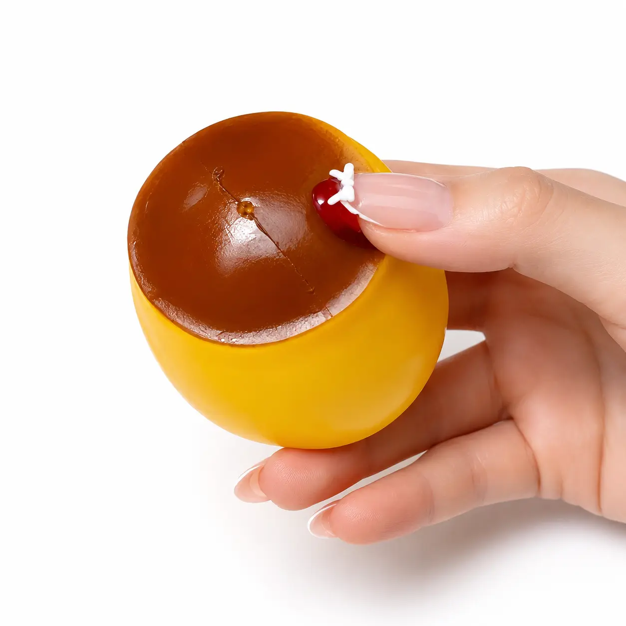 Oddly Satisfying Crunchy Squishy Caramel Pudding Squeeze Toy - Mini Squishie Party Gifts, 5cm/1.97in, About 70g, Firm Texture for Medium-Strong Grip, Ease Daily Work Stress, ASMR Sensory Gift, Building Blocks Component, Desk Ornament