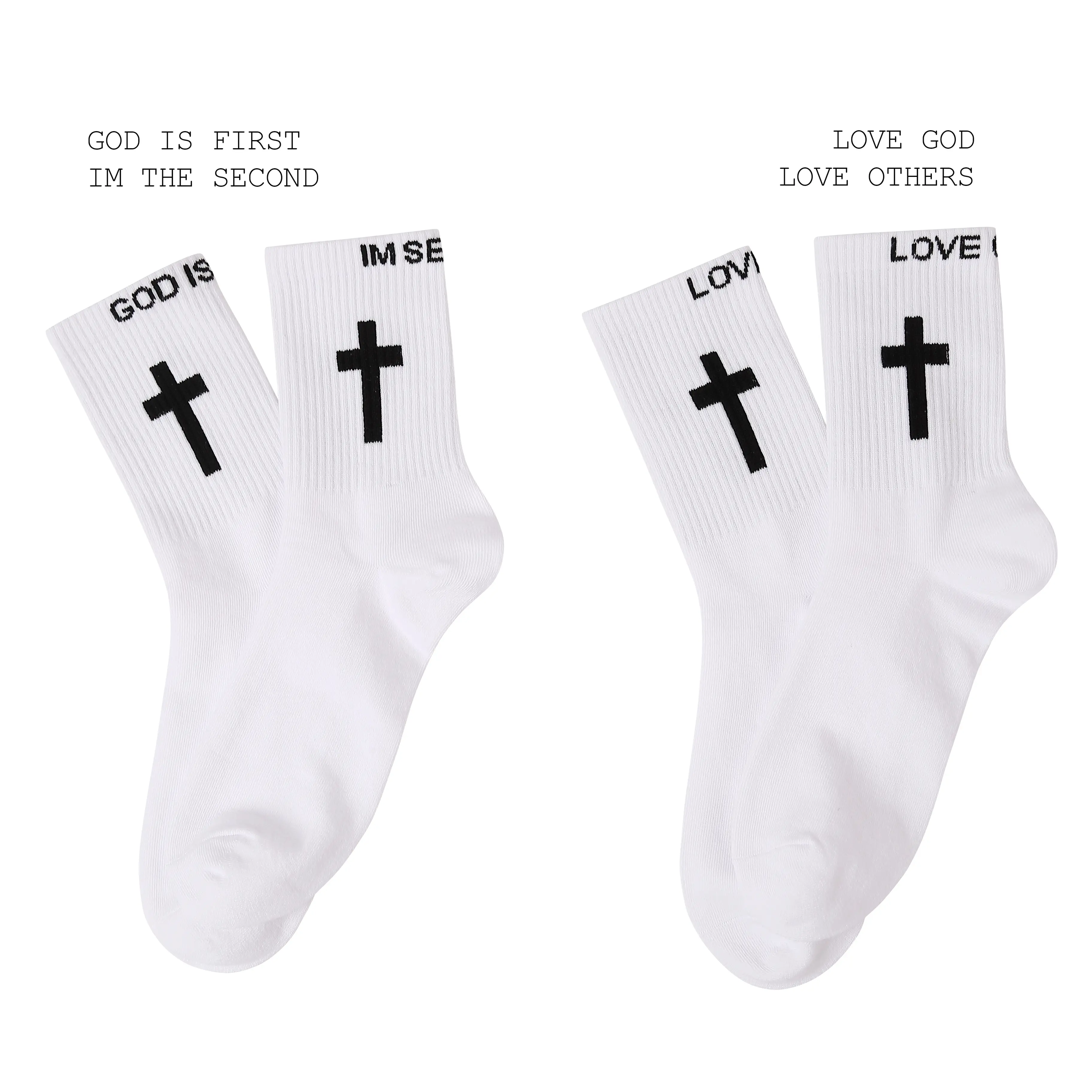 Christian Faith Socks With Cross – GOD IS FIRST, IM SECOND & LOVE GOD, LOVE OTHERS | Gift-Ready For Church, Easter, Thanksgiving & Christmas