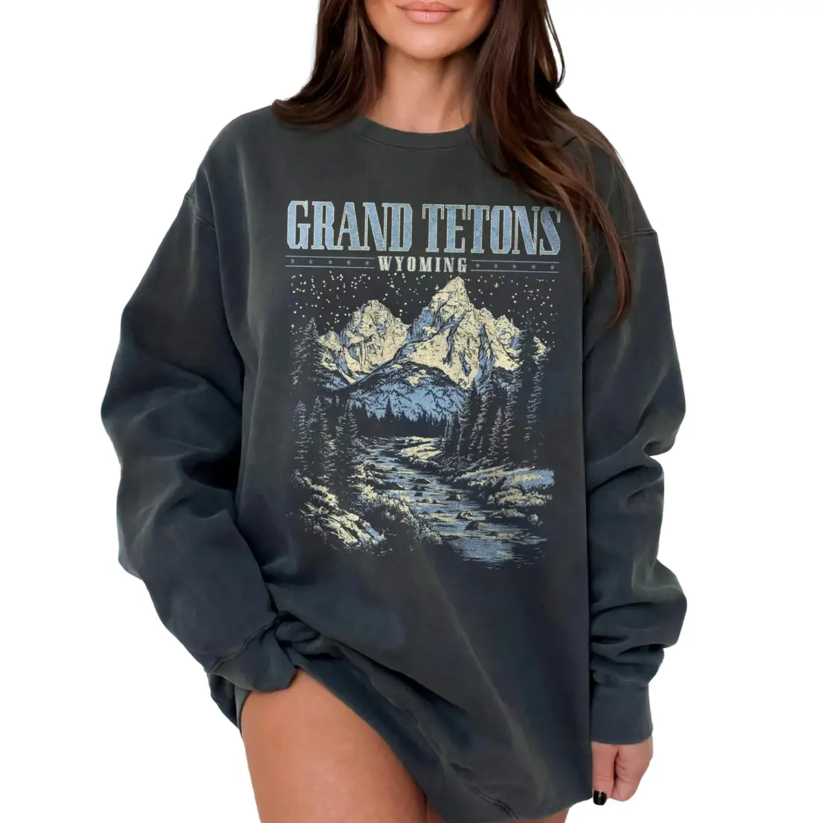 Grand Teton National Park Sweatshirt, Wyoming Mountain Crewneck, Hiking Travel Sweater, Mountaineering Gift