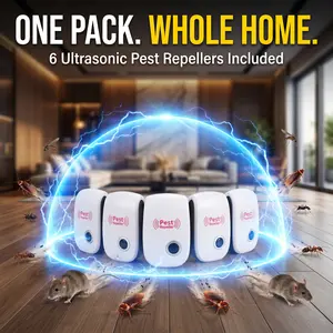 6 Pack Ultrasonic Pest Repeller Plug-in Indoor Pest Control Device for Mice, Roaches, Ants, Mosquitoes, Spiders & Insects