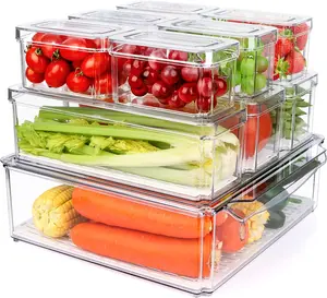 10 Pack Refrigerator Pantry Organizer Bins, Stackable Fridge Organizer Bins with Lids, Clear Plastic Food Storage  Containers for Kitchen