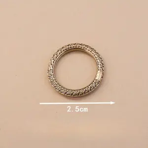 Brass Patterned Keychain / Key Ring — Pure Copper Loop for DIY Jewelry Pendants — Vintage-Style Car Key Fob, Horseshoe Clasp, and Chain Bracelet Accessory