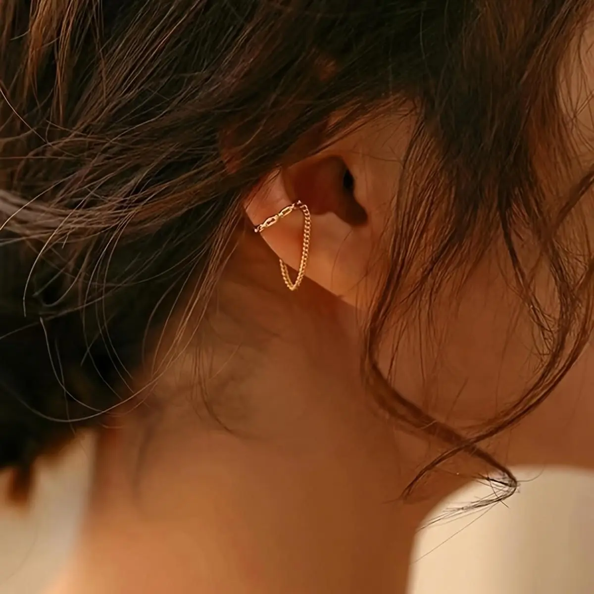 1 Piece French Retro Chain Tassel Ear Cuff for Women, Simple and Elegant, Versatile and Unique Single Ear Clip for Non-Pierced Ears, Women's Earrings autumn rapper men curb link stud