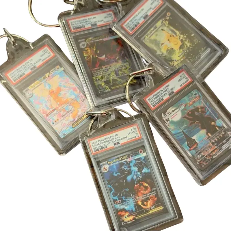 PSA-Style Pokemon Mini Slab Keychains - Compact Accessory Hook, Anime Fashion Item for Keys, Keychain For Keys, Accessory Hook Keychains