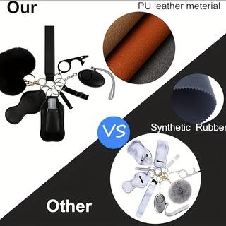 11-Piece Wristband Keychain Set Includes perfume bottle card holder, bottle opener, hand sanitizer bottle, and other car key accessories Stylish and protective keychain designed for women (Deep Black)