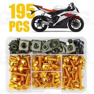 Motorcycle Modification Screw Accessories, Automotive Accessories, 195pcs/set Anodized Rust Resistant CNC Aluminum Set Screw, Motorcycle Modification Bolt Kit, Motorcycle DIY Modification Tool Kit, Body Panel Mount Screw