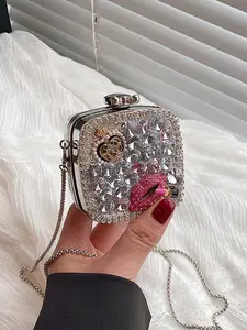 Sparkling and unique women's leisure bag with a sense of design, trendy and versatile exquisite women's headphone bag with red envelope mouth, Elegant bags, suitable for commuting, work, dating, parties, outings, etc Crossbody Shoulder Bag