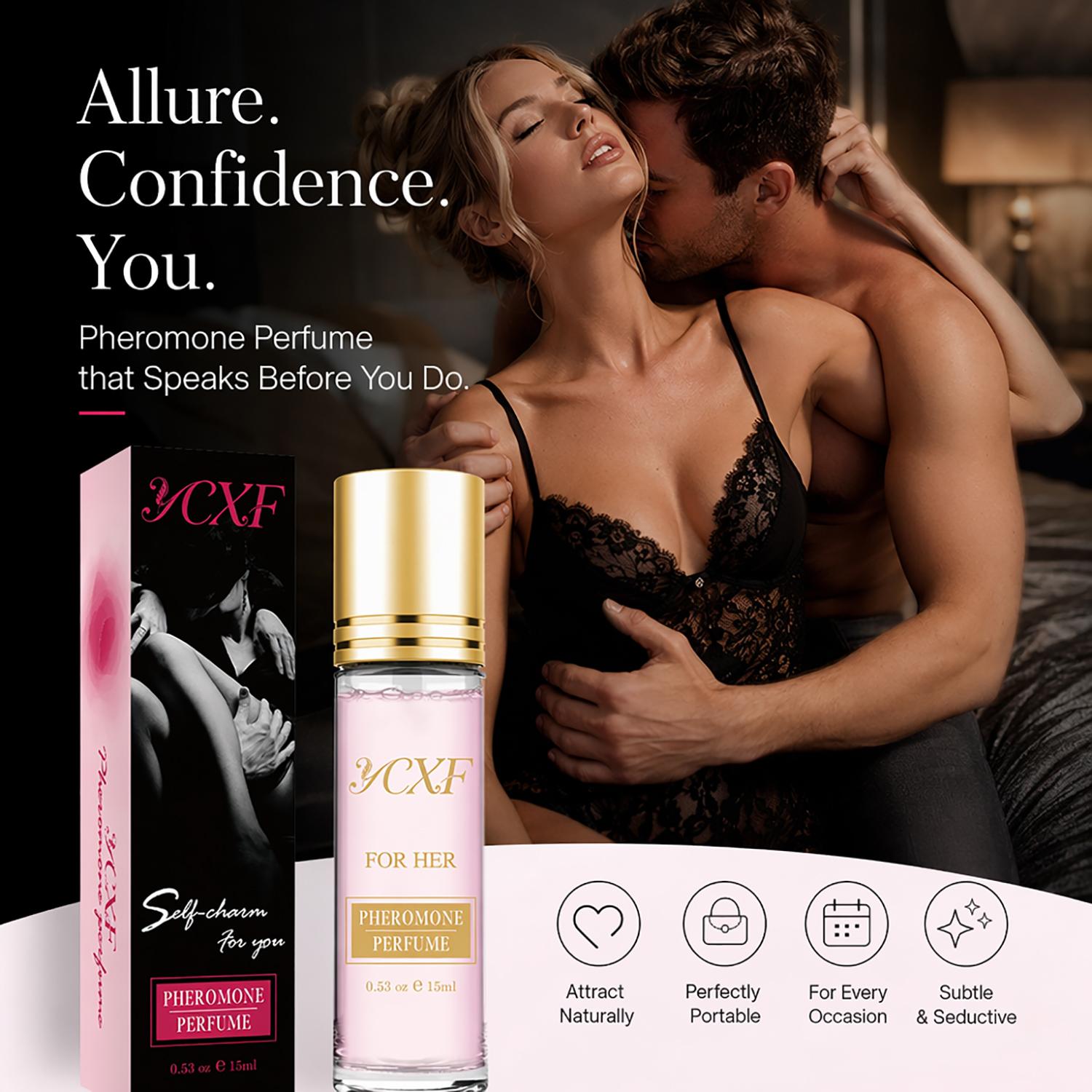 Women's Pheromones Perfume Mini Roll-On - 15ml/0.5fl.oz Travel-Size Fragrance, Long-Lasting Floral Fruity Accord, Ideal for Christmas, Birthday - Enhances Attraction, Captivates Focus for Romantic Moments, Pheromones Perfume Women