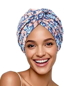 New Floral Print Cross Twist Hat Women Elastic Bandana Indian Cap, Stylish Headwear for Daily Wear, Comfortable and Versatile Accessory
