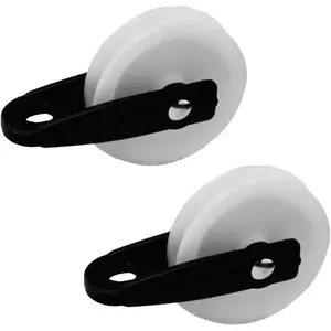 2Pcs 2 inch Diameter Nylon Clothesline Rope Pulley Kit for Outdoor Clotheslines and Wire Rope