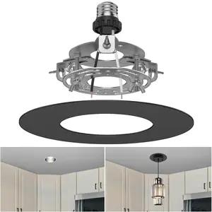 5" and 6" Recessed Can Light Conversion Kit Fixture Upgrade Pendant & Hanging Light Compatible with Ceiling Fan 7¾ Inch Flat Steel Ceiling Medallion Black Finish