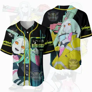 Rebecca Cyberpunk Edgerunners Baseball Jersey, Cyberpunk Edgerunners Baseball Jersey, Baseball Jersey Shirt, Outdoor Sports, Sport Shirt, Dynamic And Comfortable Otaku Idea Gift