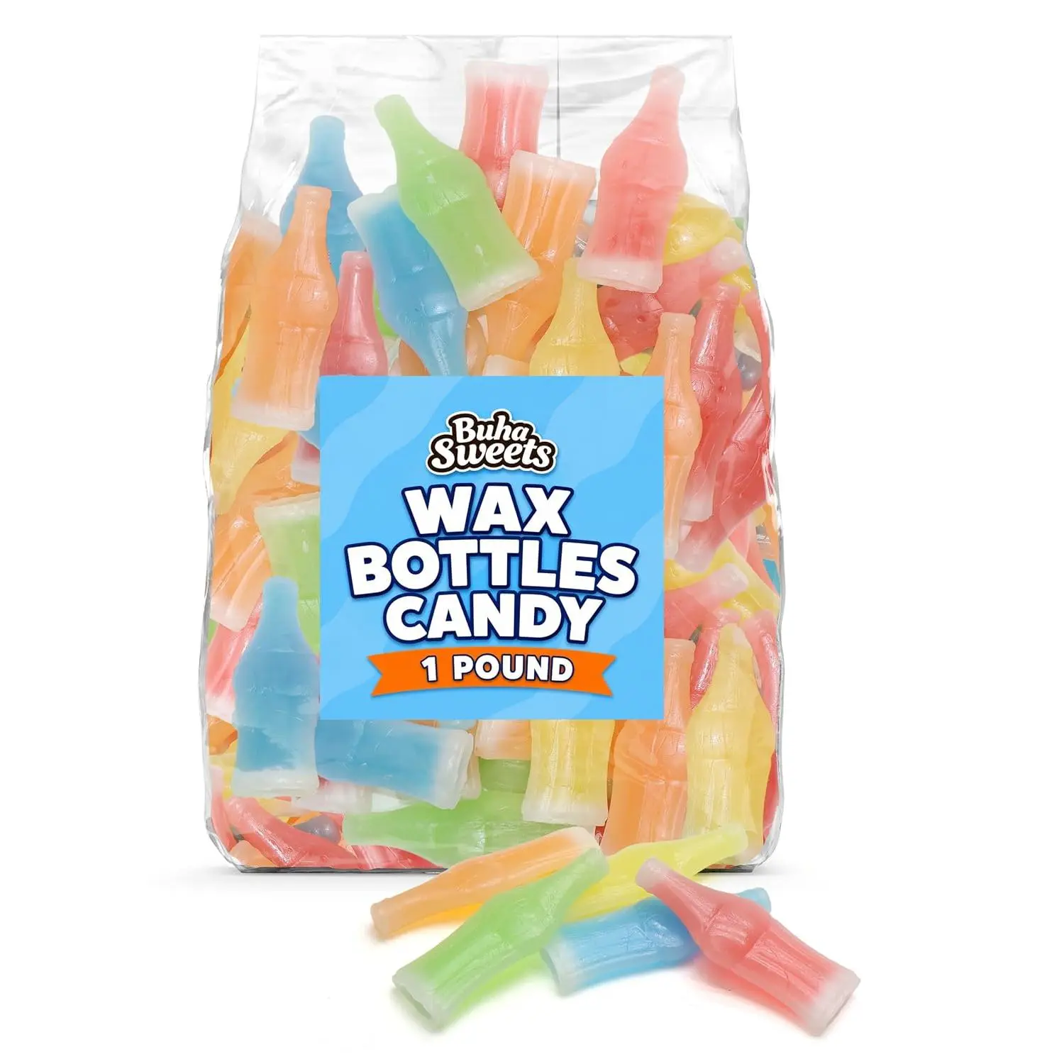 Wax Bottles Candy 1 lb Bulk Bag - Classic Wax Soda Bottles with Sweet Juice Center, Assorted Flavors, Retro Candy Treat