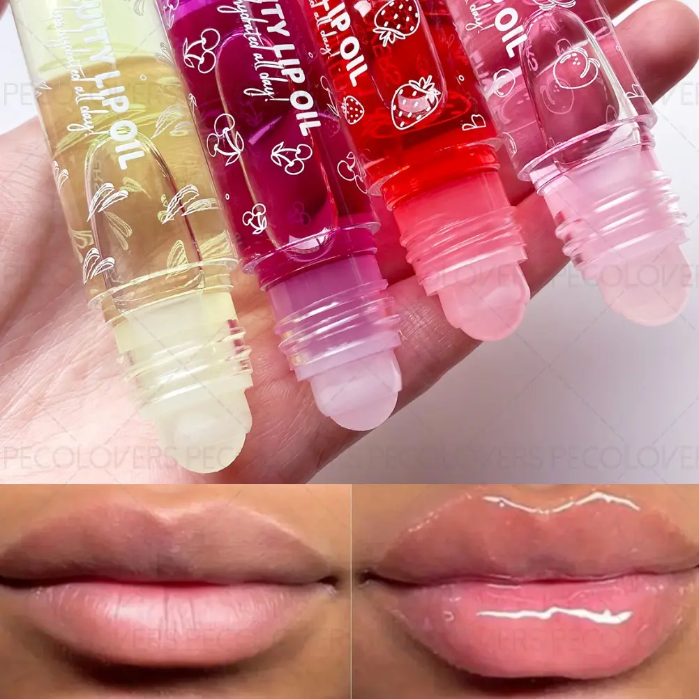 1PC Fruit Lip Gloss Transparent Lip Oil, Moisturizing and Long-lasting Liquid LiP Oil, Fruit Smell, Lip Cosmetics, Hydrating Shiny Lip Treatment Oil