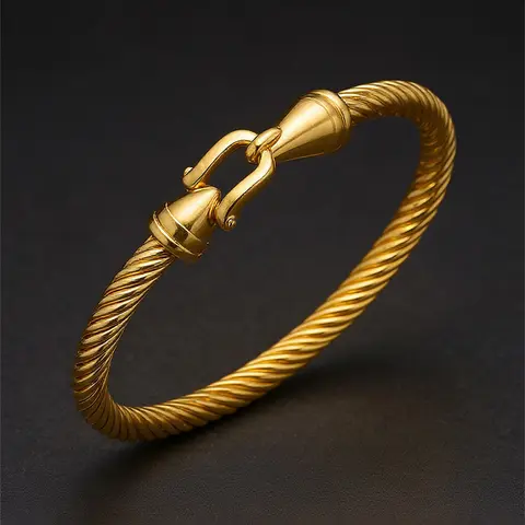 New Steel Wire Button Pattern Horseshoe Gold-Plated Stainless Steel Bracelet 18k, High Quality Waterproof Couple Bracelet, Wife, Snake Chain Bracelet, Exquisite Adjustable Bangle, Adjustable Bracelets