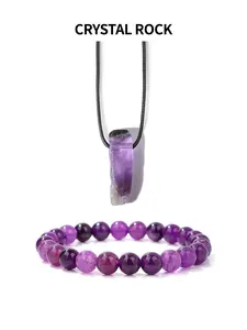 Handmade Crystal Beaded Bracelet Pendant Necklace Set, Elastic Rope, Stress Relief Chakra Energy Jewelry, Unisex Gift