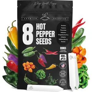 8 Hot Pepper Seeds Variety Pack – Mixed Heat Garden Collection Anaheim Cayenne Habanero Hungarian Hot Wax Jalapeño Poblano Serrano Firecracker Non-GMO Heirloom for Indoor & Outdoor Growing