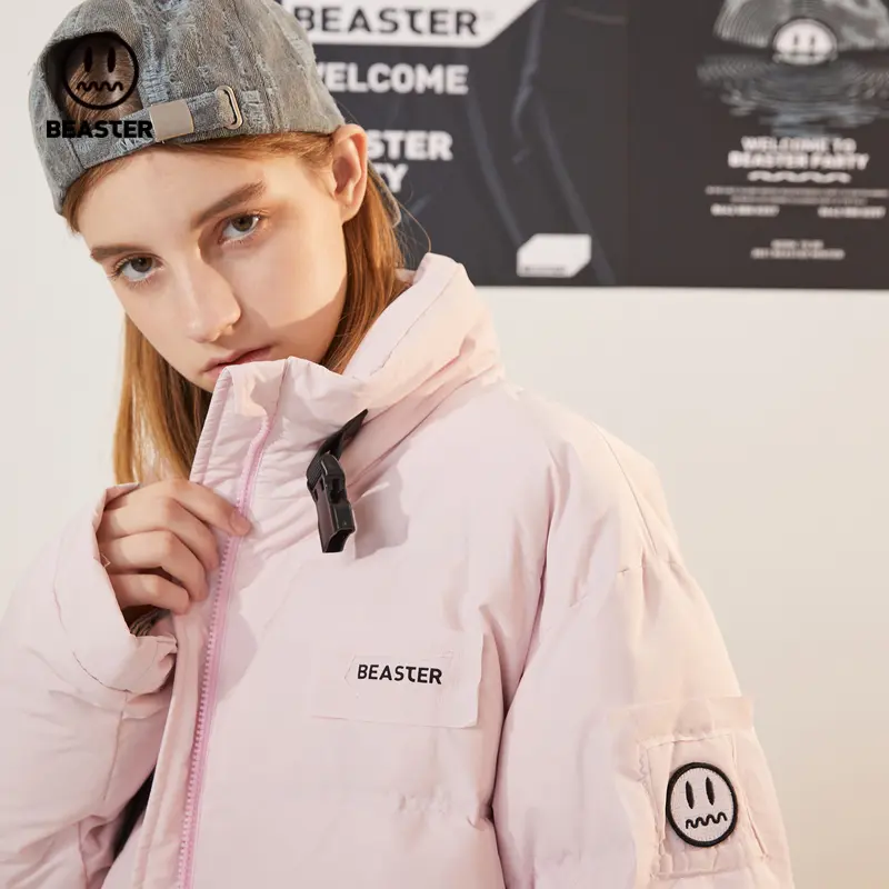 BEASTER Ghost Face Irregular Pocket Down Jacket Streetwear Winter Windproof Trendy Coat
