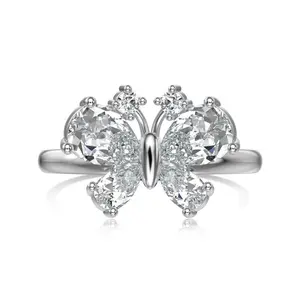 White Angelica Butterfly 925 Sterling Silver Ring