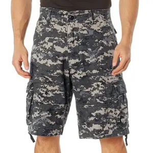 Subdued Urban Digital Camouflage - Vintage Infantry Utility Army BDU Cargo Shorts - Heavyweight Cotton - Zipper Fly