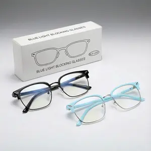 Blue Light Blocking Semi Rimless  Glasses for Men Women,Anti Uv Fashion Glasses for Computer Gaming/TV,Eyeglasses for Daily Use Decor