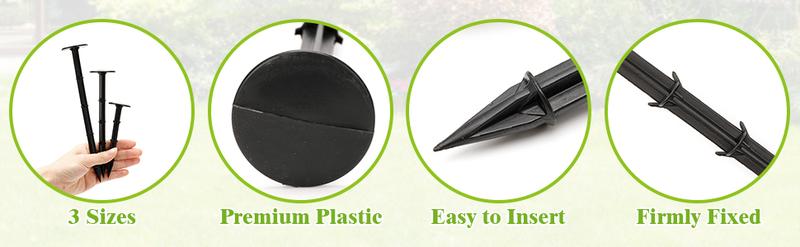 30 Pcs 4.3 inch Sturdy Plastic Stakes Anchors Rustproof for Holding Down Landscape Fabric Lawn Edging,Tents,Game Nets and Rain Tarps Black