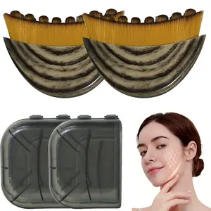 2PCS Lymphatic Contour Face Brush – Jawline & Chin Sculpting Massager for Face Slimming, De-Puffing, Facial Lymphatic Drainage, Dry Brushing Skincare Tool Beauty Roller Set Daily Use（Summervibes）