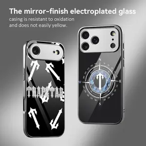 TRAPSTAR 8 Phone Case For iPhone 17 16 15 14 13 12 Pro Max Plus Electroplated Metal Bumper Case Slim Tempered Glass Back Advanced Materials Shockproof Anti-Scratch Luxury Case Fashion Durable Stylish