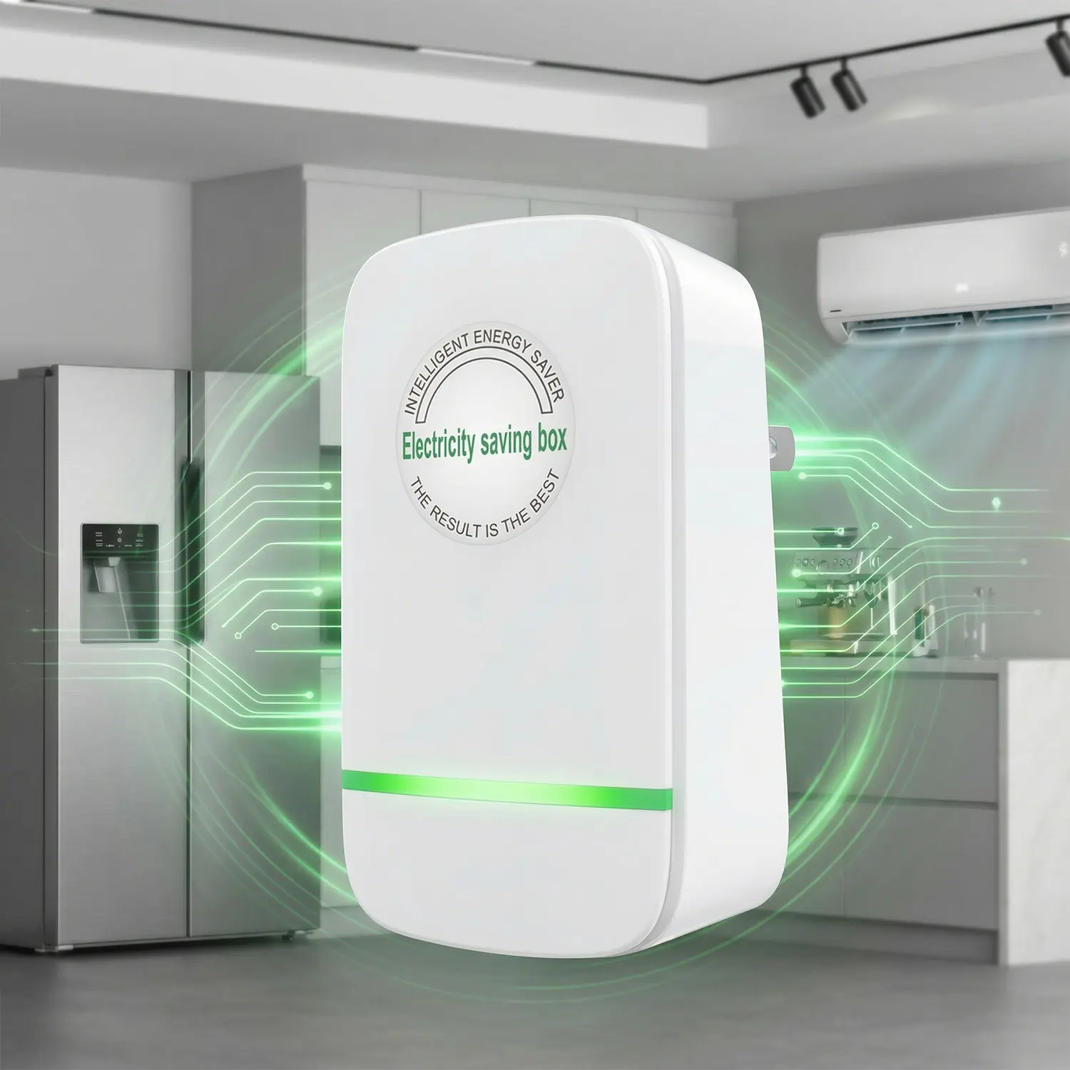 Plug-In Power Box with US Plug 2026 Updated Smart Power Energy Saver Compatible with 90-250V Input for Home AC Refrigerator Office Appliances