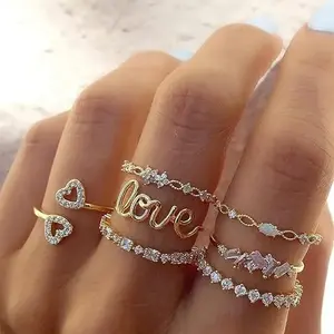 ChicBloom B Gold Stackable Rings for Women Teen Girl Gifts Trendy Stuff Simple Star Moon Heart Knuckle Ring Set Boho Cute Stuff Gold Ring Pack Jewelry Daughter Birthday Gifts Easter Basket Stuffers