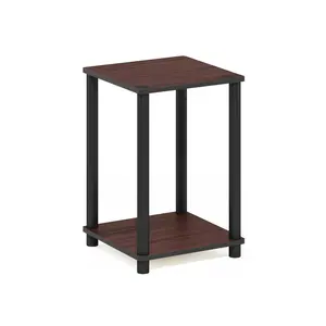 TURN-N-TUBE Side Table in Dark Cherry, a functional piece with 2-tier storage, open shelf for bedrooms, living rooms, and small spaces